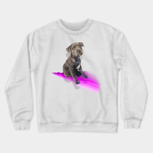 Adorable blue staffy puppy painting Crewneck Sweatshirt